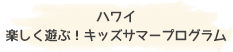 ハワイ 楽しく遊ぶ!キッズサマープログラム